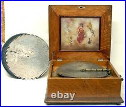 NICE REGINA 15 1/2 DISC MUSIC BOX WITH OAK CASE With 7 DISCS FROM ESTATE