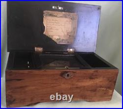 Nice Antique Swiss Partially Refurbished Cylinder Music Box for Parts or Repairs