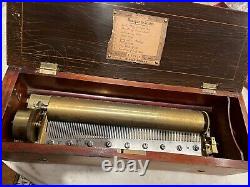 Nicole Freres music box, This Is An Early 8 Tune Key Wind, brass Bed Plate