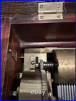 Nicole Freres music box, This Is An Early 8 Tune Key Wind, brass Bed Plate