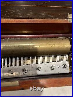 Nicole Freres music box, This Is An Early 8 Tune Key Wind, brass Bed Plate