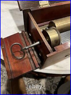 Nicole Freres music box, This Is An Early 8 Tune Key Wind, brass Bed Plate