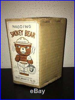 Nodding SMOKEY THE BEAR Nodder Bobblehead MINT IN BOX Otagiri JAPAN Smoky Bear M