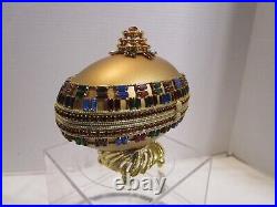 Novelty Gold GOOSE EGG MUSIC BOX ON STAND HINGED HANDCRAFTED Crystals décor 4W