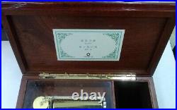 ORPHEUS SANKYO Wood Music Box 50 Notes Two songs Jewelry Box Antique Used JAPAN