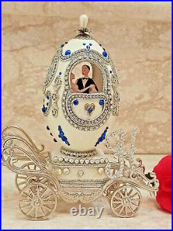 One of a KIND Faberge egg Wedding Gift for Bride Silver VINTAGE 1991 Sapphire HM