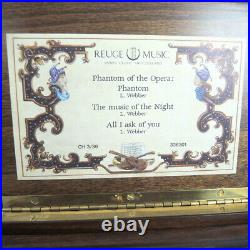 Ornate Marquetry Reuge Music Box 36 Key Phantom of the Opera