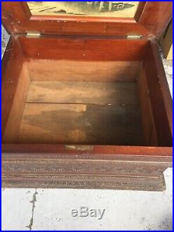 Ornate Olympia Music Box Oak Case Large For Parts