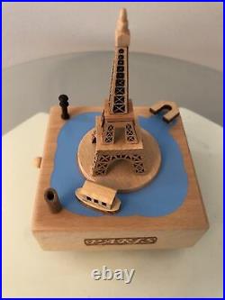 Papyrus Eiffel Tower With Moving Boat Collectible Wooden Music Box Paris France