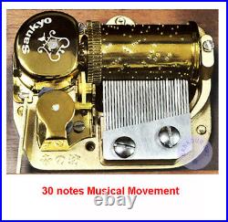 Play Canon in D Major 30 Note Wooden Music Box With Sankyo Musical Movement
