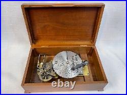 Pre-1930 Thorens Disc Music Box With 10 Original Discs Swiss Made Working 2313