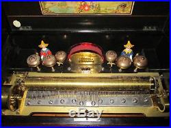 RARE ANTIQUE SWISS MECHANICAL FIGURAL MUSIC BOX WithH CHINESE MEN / BIRDS