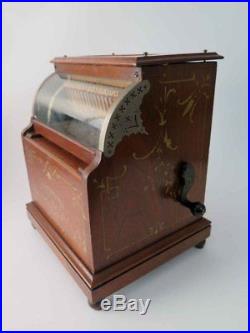 RARE Antique Hand Crank Working Roller Organ ORGANINA Wooden & Glass Front Case