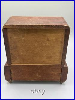 RARE Antique WOODEN Mirror BALLERINA MUSIC BOX Cigarette Case Plays Works
