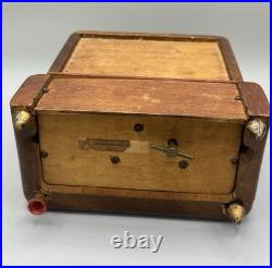 RARE Antique WOODEN Mirror BALLERINA MUSIC BOX Cigarette Case Plays Works