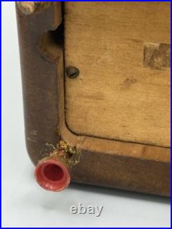 RARE Antique WOODEN Mirror BALLERINA MUSIC BOX Cigarette Case Plays Works