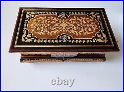 RARE Art Deco 1930s Sorrento/Reuge Jewellery Box Solid Olive Wood W Ballerina