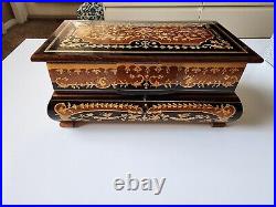 RARE Art Deco 1930s Sorrento/Reuge Jewellery Box Solid Olive Wood W Ballerina