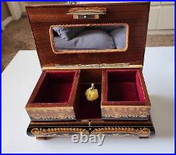 RARE Art Deco 1930s Sorrento/Reuge Jewellery Box Solid Olive Wood W Ballerina