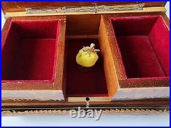 RARE Art Deco 1930s Sorrento/Reuge Jewellery Box Solid Olive Wood W Ballerina