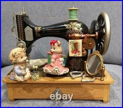 RARE Enesco Sewing Machine Bears Multi-Action Somewhere Out There Music Box