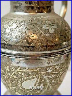 RARE FRED ZIMBALIST Hand Etched Silver BOY DECANTER Swiss Thorens Music Box