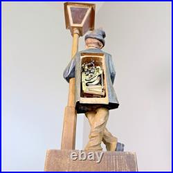 RARE! Large Carved German Whistler Black Forest Lamp Post Drunk Karl Griesbaum