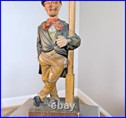 RARE! Large Carved German Whistler Black Forest Lamp Post Drunk Karl Griesbaum