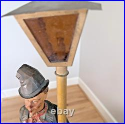 RARE! Large Carved German Whistler Black Forest Lamp Post Drunk Karl Griesbaum