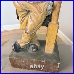 RARE! Large Carved German Whistler Black Forest Lamp Post Drunk Karl Griesbaum