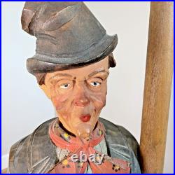 RARE! Large Carved German Whistler Black Forest Lamp Post Drunk Karl Griesbaum