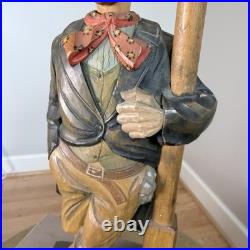 RARE! Large Carved German Whistler Black Forest Lamp Post Drunk Karl Griesbaum