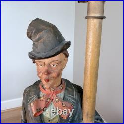 RARE! Large Carved German Whistler Black Forest Lamp Post Drunk Karl Griesbaum