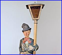 RARE! Large Carved German Whistler Black Forest Lamp Post Drunk Karl Griesbaum