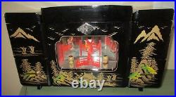 RARE Mid-Century Japanese-Designed Footed Lacquer Jewelry Box withGeisha Girl, EUC