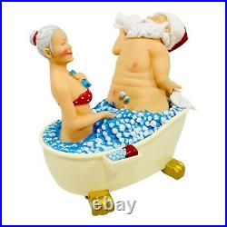 RARE Mr & Mrs Santa Claus In The Bathtub Sing & Swing Christmas Musical Figurine