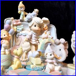 RARE Precious Moments Music Box Baby Elephant Walk Rotating Circus Clown EUC