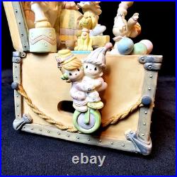 RARE Precious Moments Music Box Baby Elephant Walk Rotating Circus Clown EUC