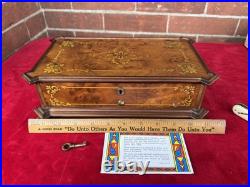 RARE REUGE INLAY FLORAL FOOTED MUSIC BOX HUNGARIAN RHAPSODY in Original Box