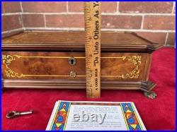 RARE REUGE INLAY FLORAL FOOTED MUSIC BOX HUNGARIAN RHAPSODY in Original Box