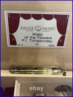 RARE Reuge music box switzerland Ring Box Waltz If The Flowers Song! With Box! VTG