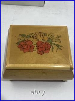 RARE Reuge music box switzerland Ring Box Waltz If The Flowers Song! With Box! VTG