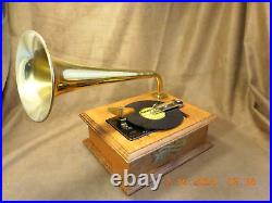 RARE SOLID OAK THORENS GRAMOPHONE AD30 4-1/2 DISC PLAYER With 5 DISCS (SEE VIDEO)