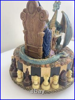 RARE San Francisco Music Box Wizard vs Dragon Chess Fantasy Marjorie Sarnat