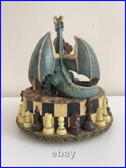 RARE San Francisco Music Box Wizard vs Dragon Chess Fantasy Marjorie Sarnat