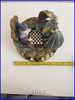 RARE San Francisco Music Box Wizard vs Dragon Chess Fantasy Marjorie Sarnat