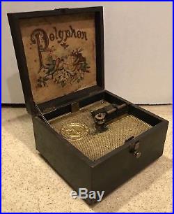 RARE Small 19th Century Polyphon 6 Inch Disc Music Box With 6 Discs