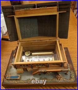 RARE Swiss Reuge Music Box Fancy Wooden Chalet The Sound of Music (450) VIDEO