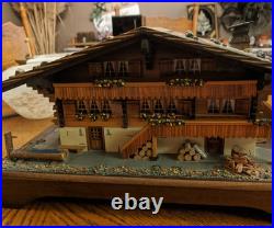 RARE Swiss Reuge Music Box Fancy Wooden Chalet The Sound of Music (450) VIDEO