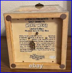 RARE VINTAGE 1990 ENESCO Walt Disney Mickey Mouse Musical Jack-in-the-Box with Box